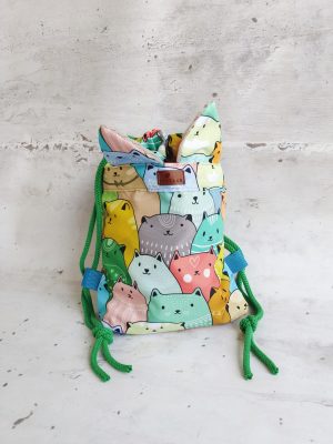 Worko-plecak dla dzieci Kolorowe koty z uszami 3D